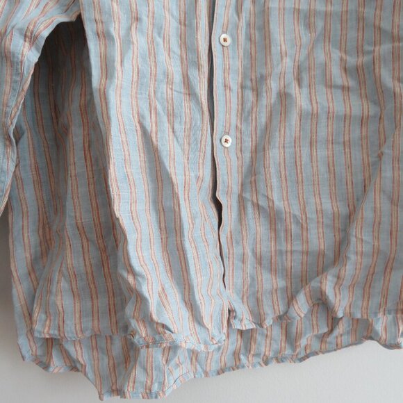 MARTIN GORDON 100% Linen Striped Casual Shirt in Light Blue - Men's Size XL - Picture 12 of 15